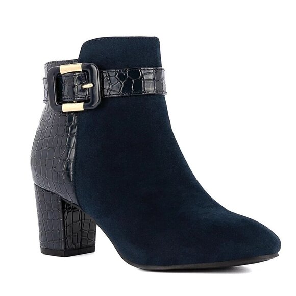 Karen Scott Womens Ivvy Faux Suede Almond Toe Ankle Boots - Picture 1 of 4